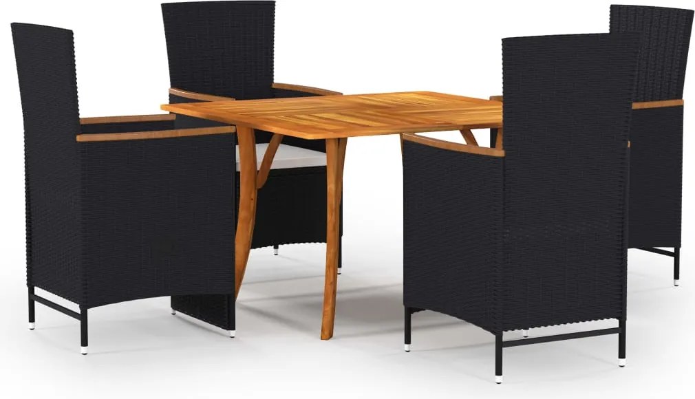 vidaXL 5 pcs conjunto de jantar para jardim preto