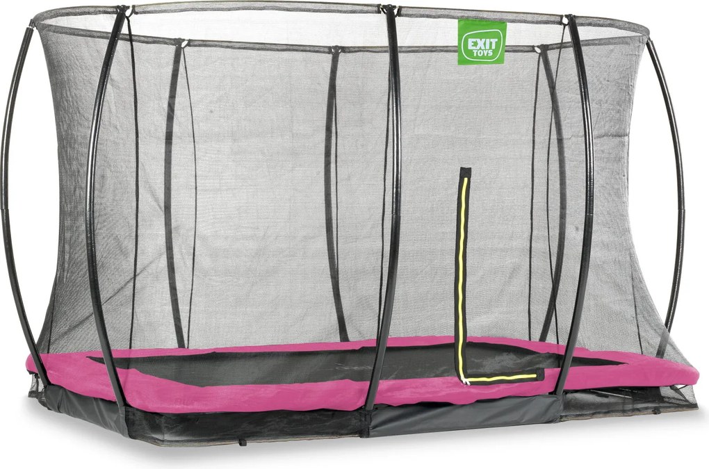 Trampolim retangular de solo Silhouette 244 x 366 cm com rede de segurança - rosa