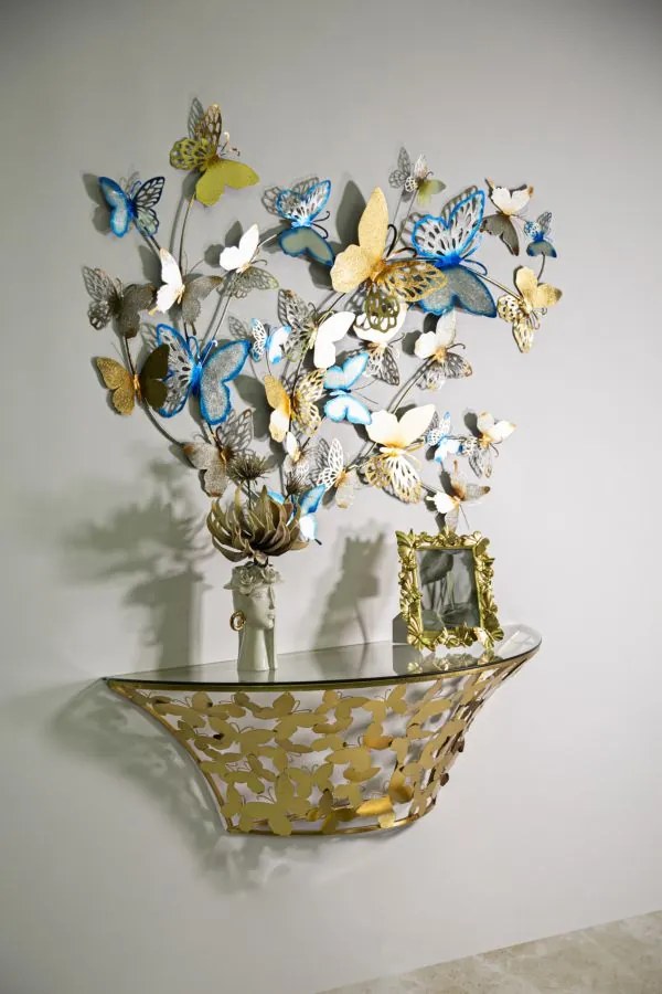 MESA DE CONSOLA DE PAREDE 120X40,5X37,2 CM DOURADO