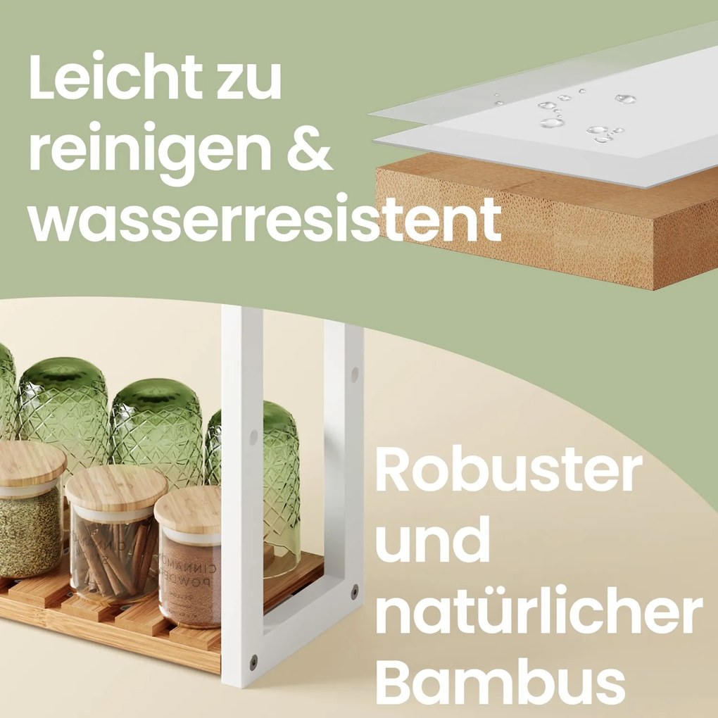 Estante de bambu com 3 prateleiras ajustáveis 15 x 60 x 54 cm bege + branco
