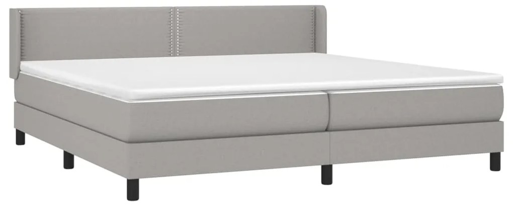 Cama com molas/colchão 200x200 cm tecido cinza-claro