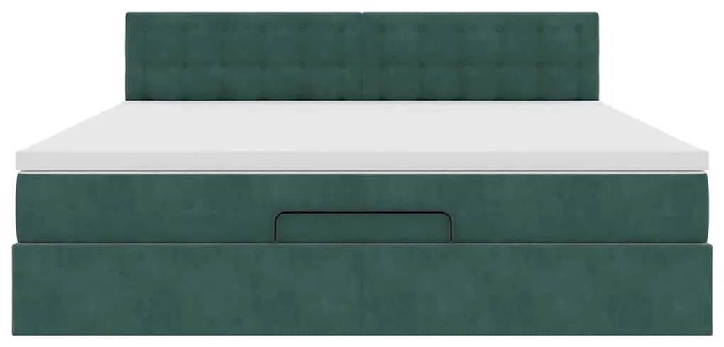 Estrutura de cama otomana com colchão 160x200 cm verde escuro
