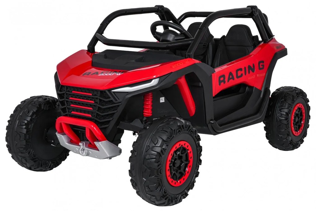 Carro elétrico para Crianças 4X4 2 Lugares 24V RACING Road 2000, Pneus Espuma EVA, Assento couro ecológico Vermelho