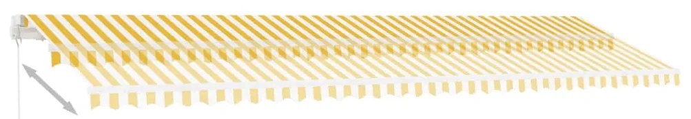 Toldo retrátil manual com LED 600x350 cm amarelo e branco