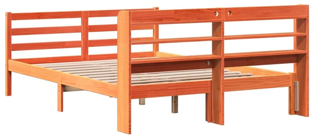Cama sem colchão 120x190 cm madeira pinho maciça castanho-mel