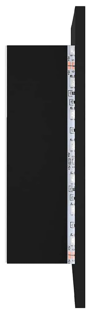Armário espelhado casa de banho LED 40x12x45 cm acrílico preto