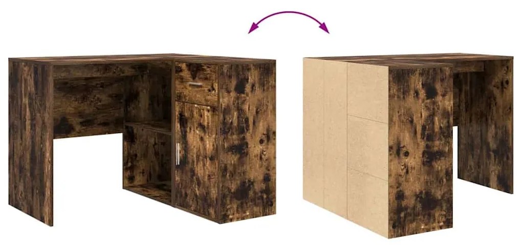 mesa de canto Carvalho Fumado 102x88x75 cm Madeira Engenheirada