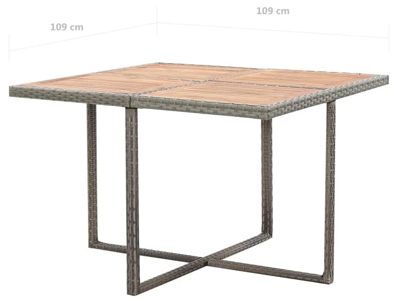 9 pcs conjunto jantar exterior c/ almofadões vime PE antracite