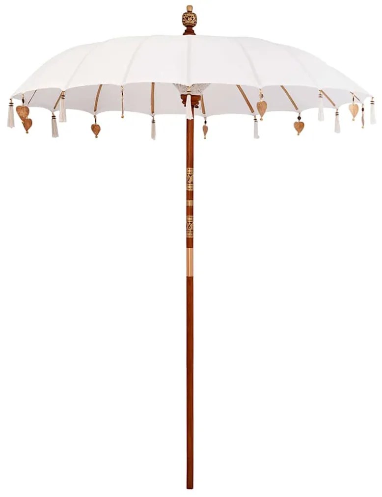 vidaXL Guarda-sol Manual Creme x 250 cm Algodão e madeira sólida