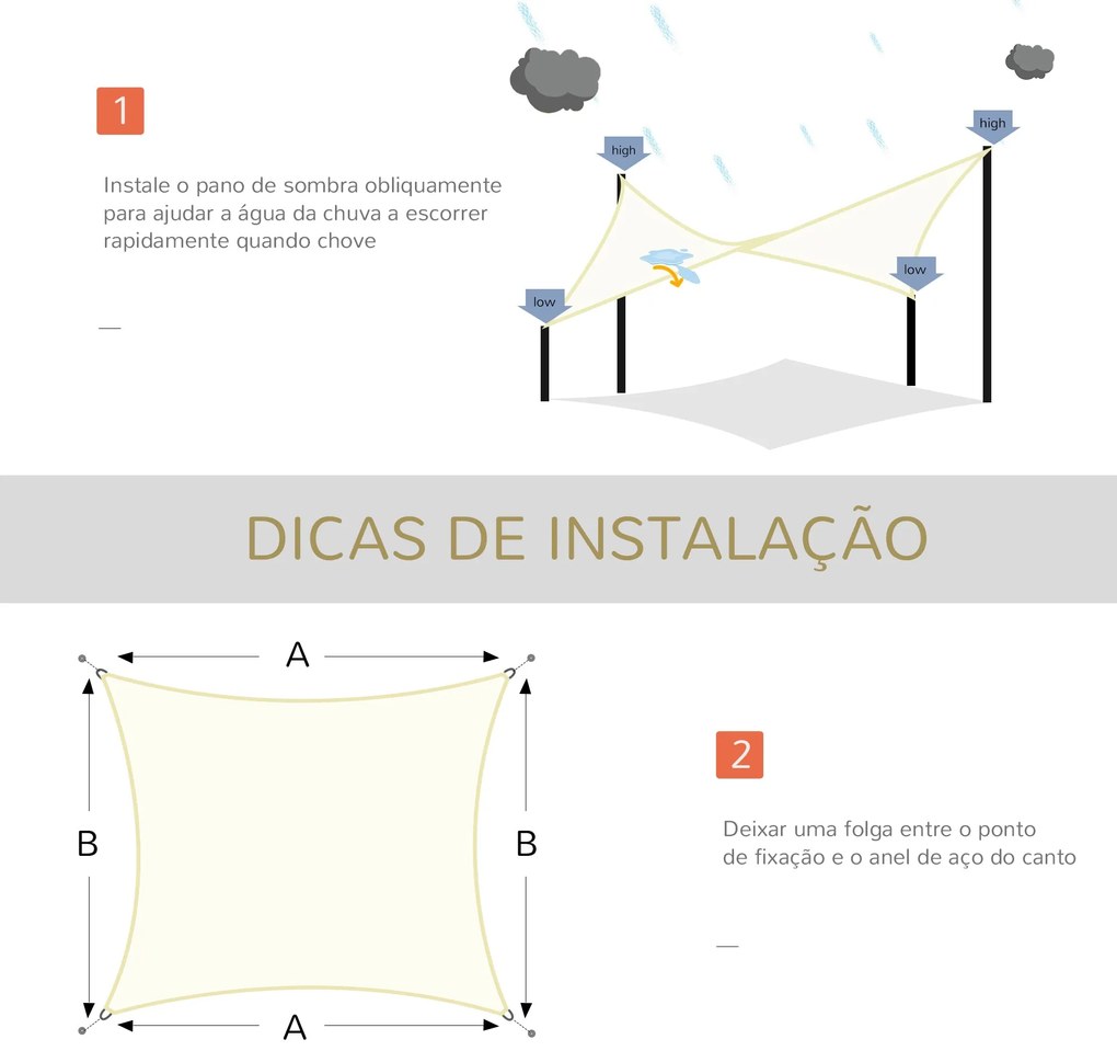 Vela de Sombra Retangular 3x4 m Toldo Vela de HDPE com Proteção UV Ane