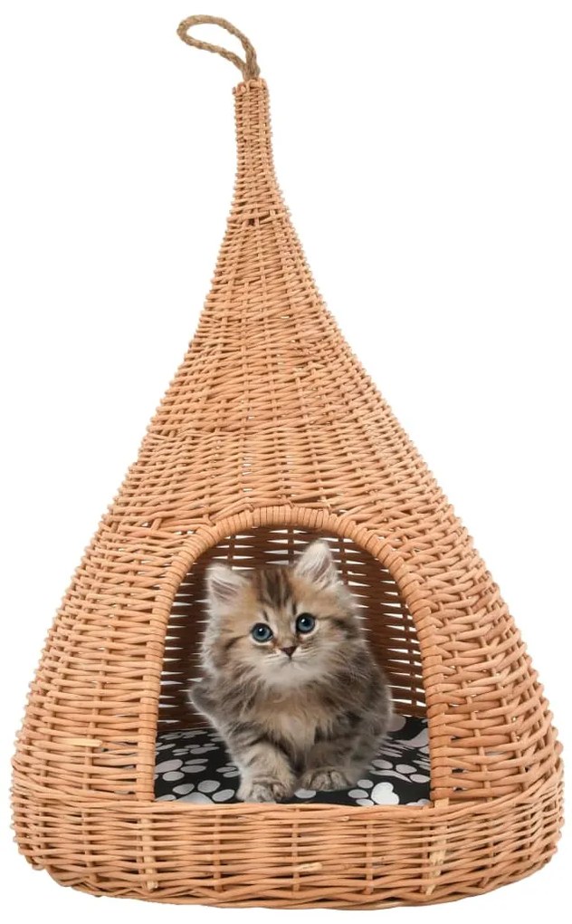 Ninho para gatos tipi c/ almofadão 40x60 cm salgueiro genuíno