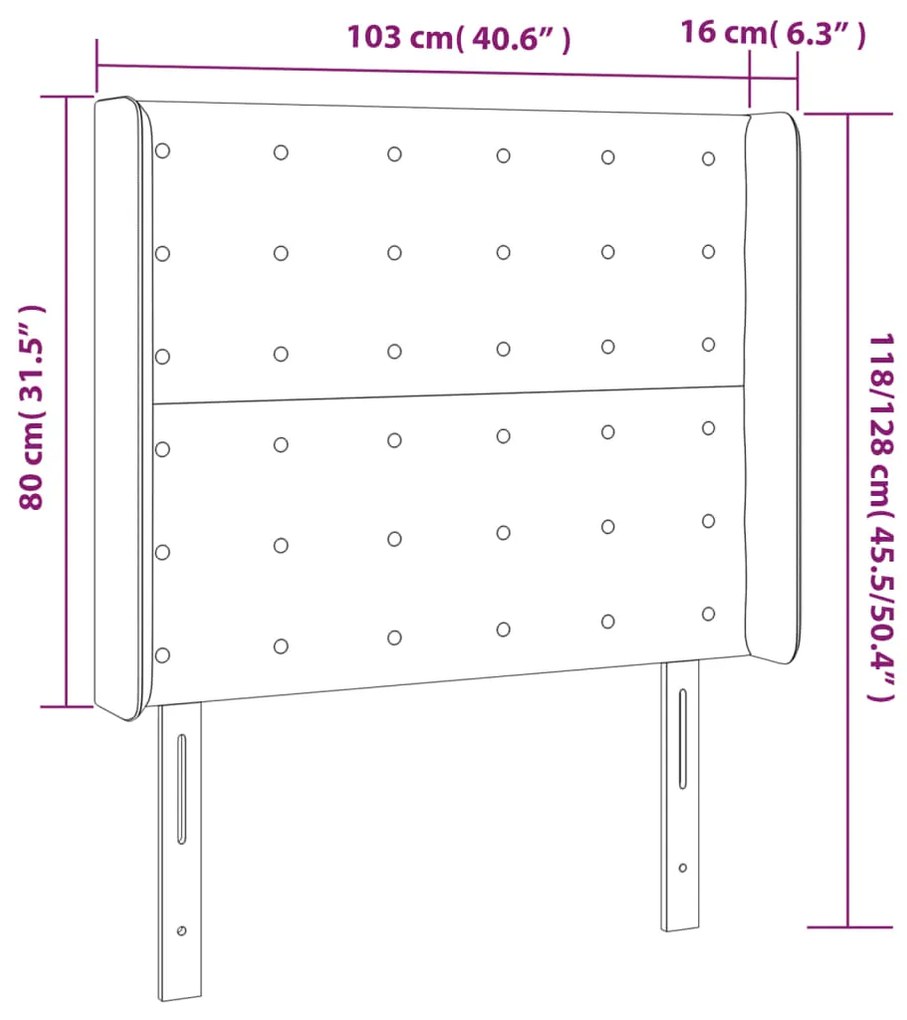 Cabeceira cama c/ abas veludo 103x16x118/128 cm rosa