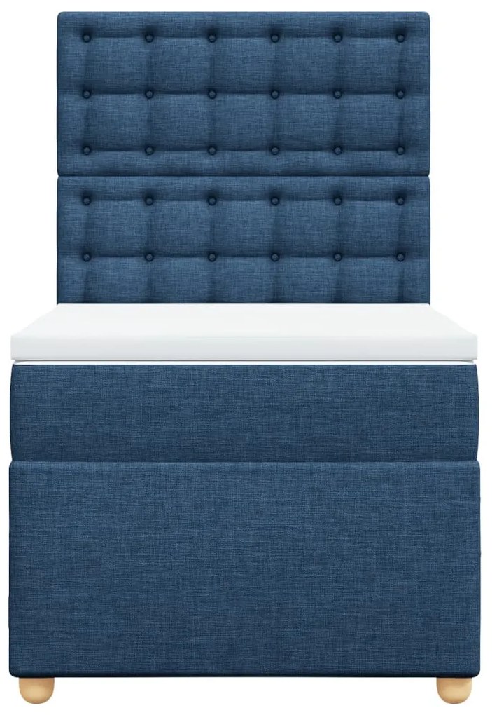 Cama com molas/colchão 90x200 cm tecido azul