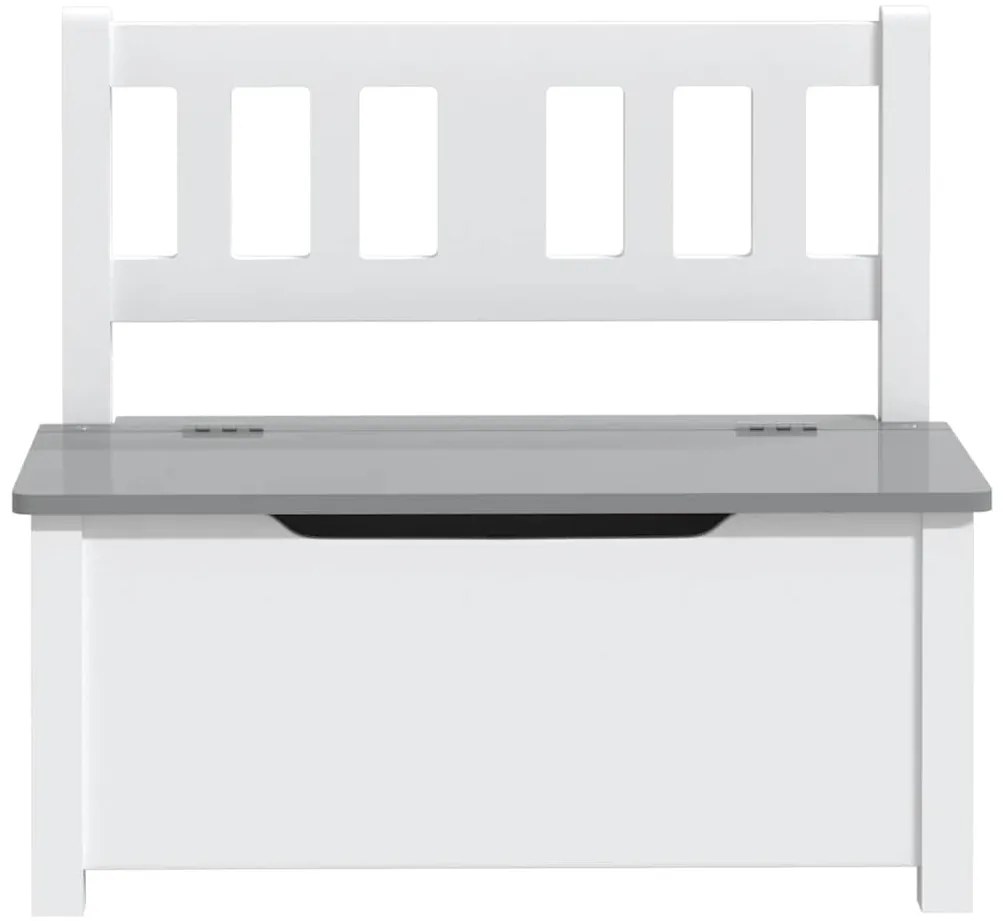 Banco de arrumação infantil 60x30x55 cm MDF branco e cinzento