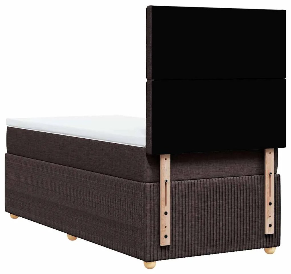 Cama com molas/colchão 100x200 cm tecido castanho-escuro