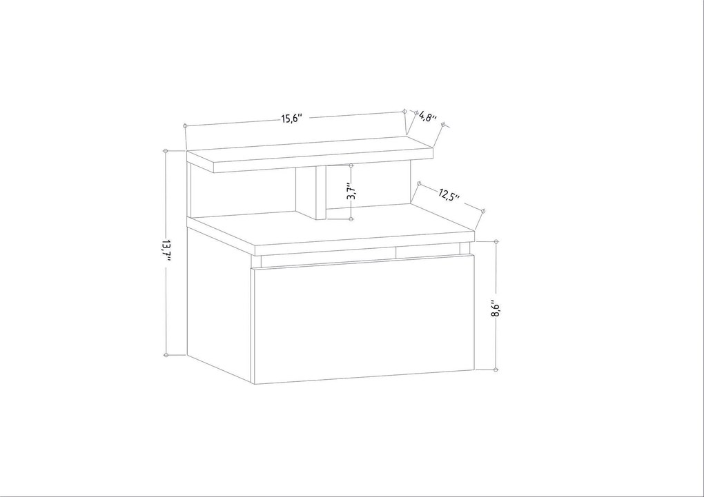 Mesa de Cabeceira "Astrid" - Cinzento - 39.8x31.9x35cm - Design Minima