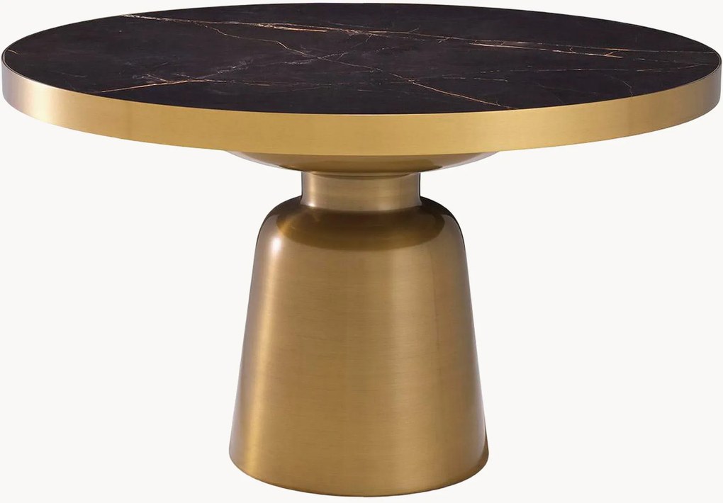 Mesa de centro redonda em metal com tampo com efeito de mármore Soren