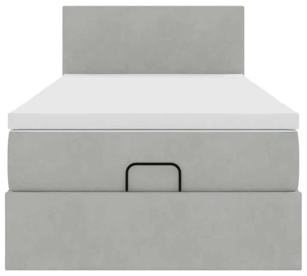 Estrutura cama otomana colchão 90x200 cm veludo cinzento claro