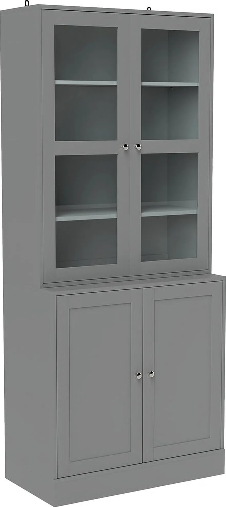 HOMCOM Estante vitrine, móvel de arrumação de 6 níveis com 4 portas sendo 2 em vidro temperado, prateleiras ajustáveis, branco | Aosom Portugal