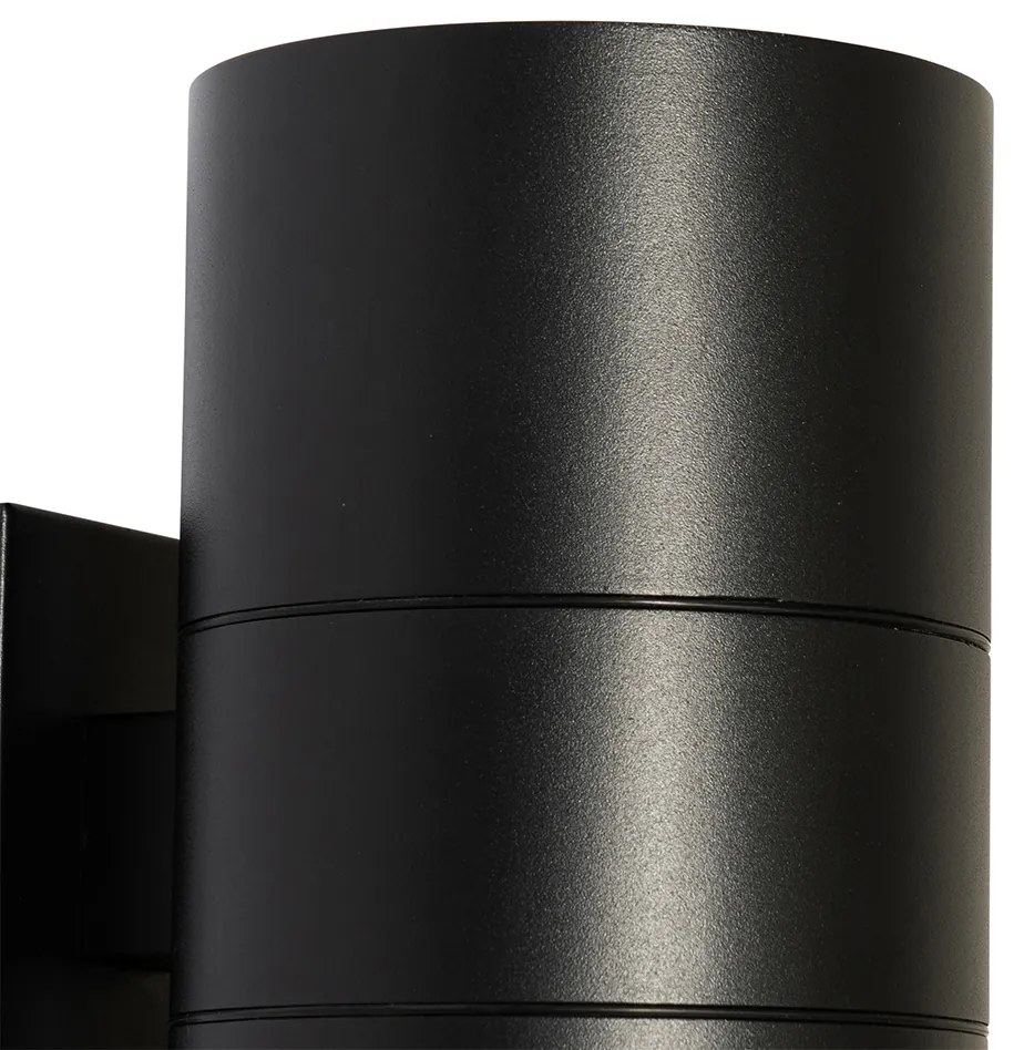 Candeeiro de parede exterior moderno preto 2 luzes AR111 IP44 - Duo Moderno