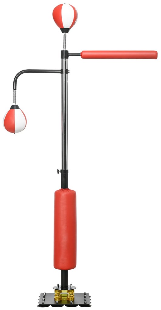 Sportnow Suporte de Boxe Dois Speedballs Barra de Boxe Giratória Saco de Chutes Ajustável em Altura Aço 107x36x140 205 cm | Aosom Portugal
