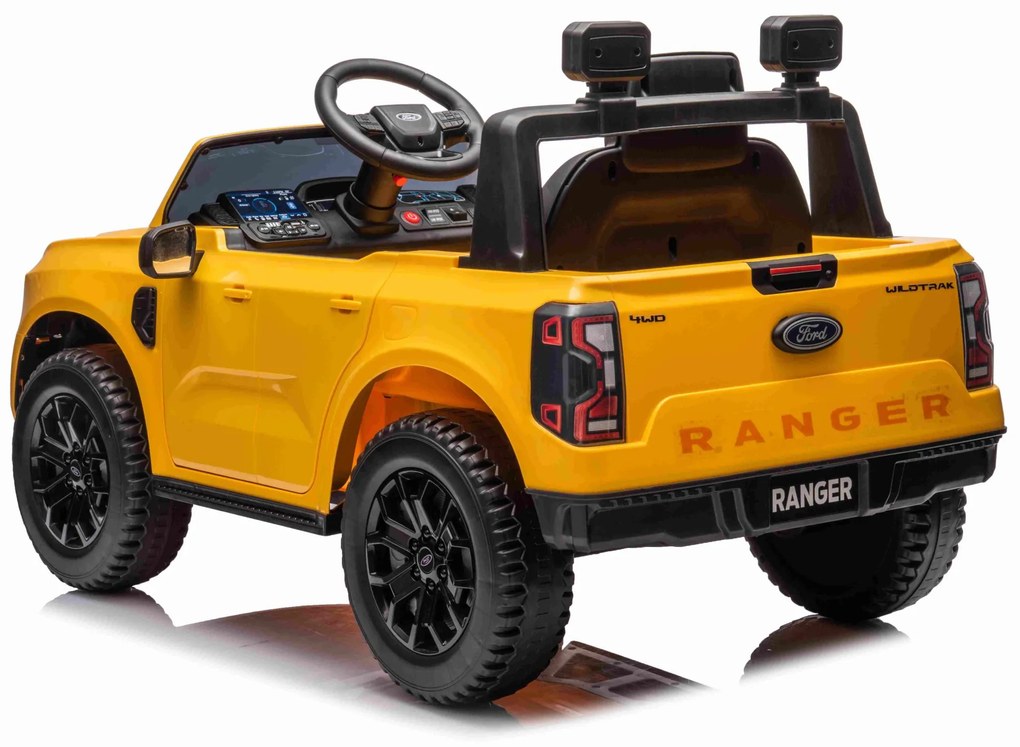 Carro elétrico para Crianças 12V Ford Ranger LIFT Assento de couro, Rodas de EVA Amarelo