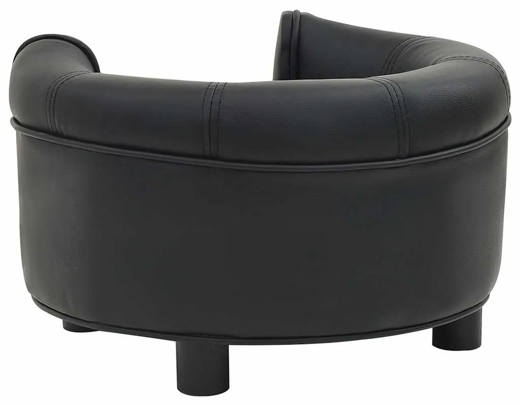 Sofá para cães 48x48x32 cm pelúcia e couro artificial preto