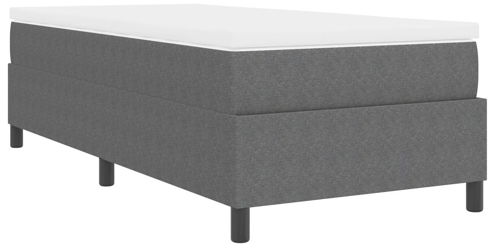 Cama Box Spring com Colchão - Cinza Claro, Solteiro, Tecido de Corduro