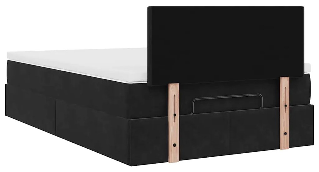 Cama otomana com colchão 120x190 cm veludo preto