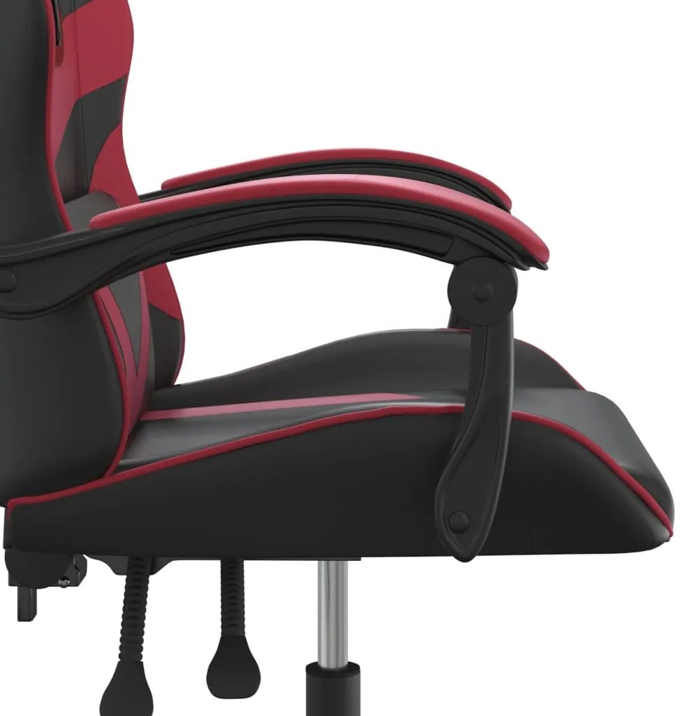 Cadeira gaming couro artificial preto e vermelho tinto