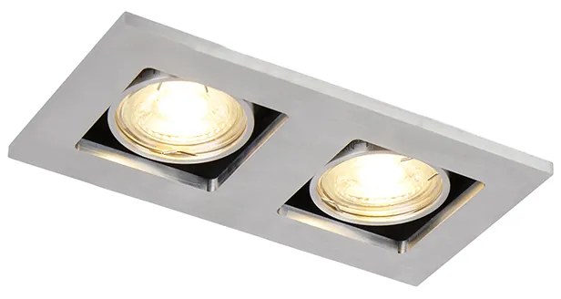 Foco embutido de aço retangular 2-luzes - Qure Moderno