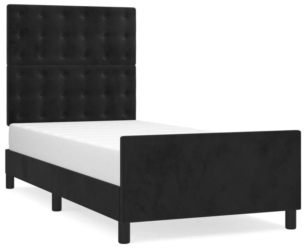 Estrutura de cama c/ cabeceira 90x200 cm veludo preto