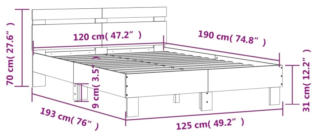 Estrutura cama c/ cabeceira 120x190 cm derivados madeira branco