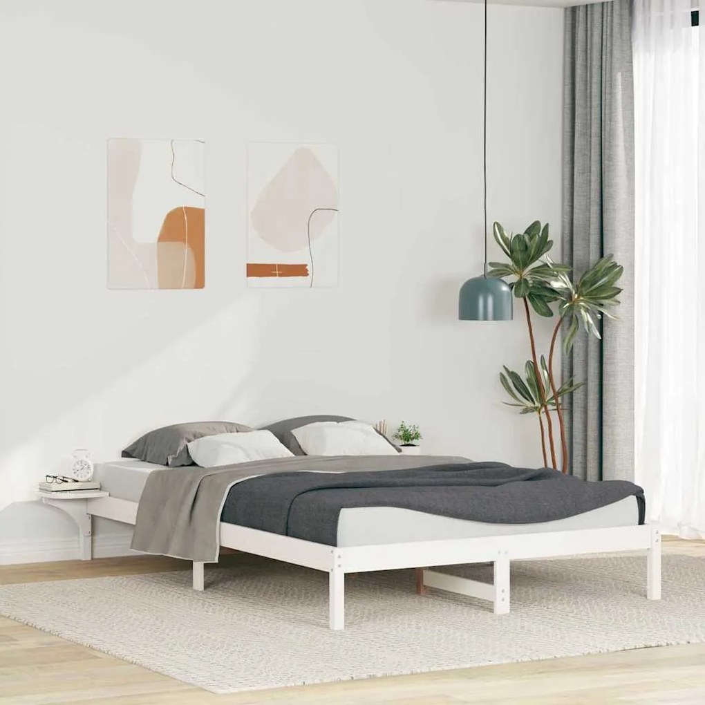 vidaXL Cama com Mesas Laterais Branco 140 x 210 cm