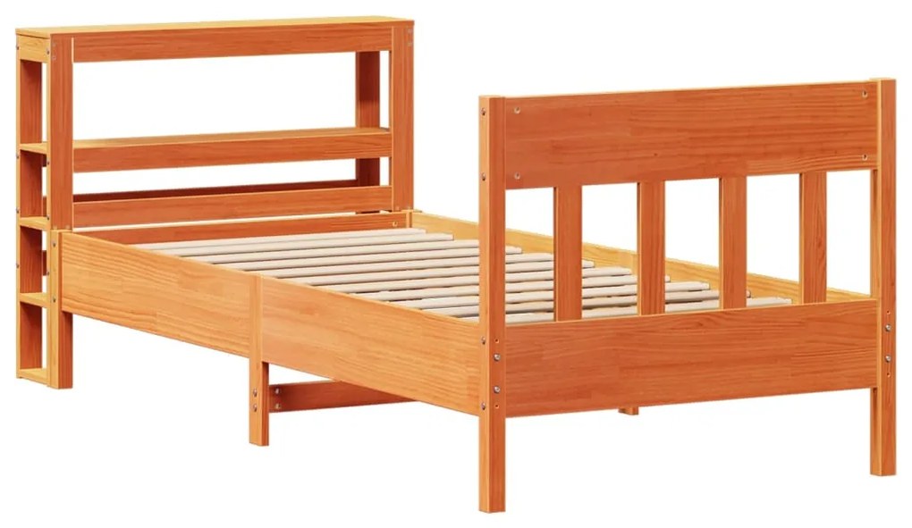 Cama sem colchão 90x200 cm pinho maciço castanho-mel