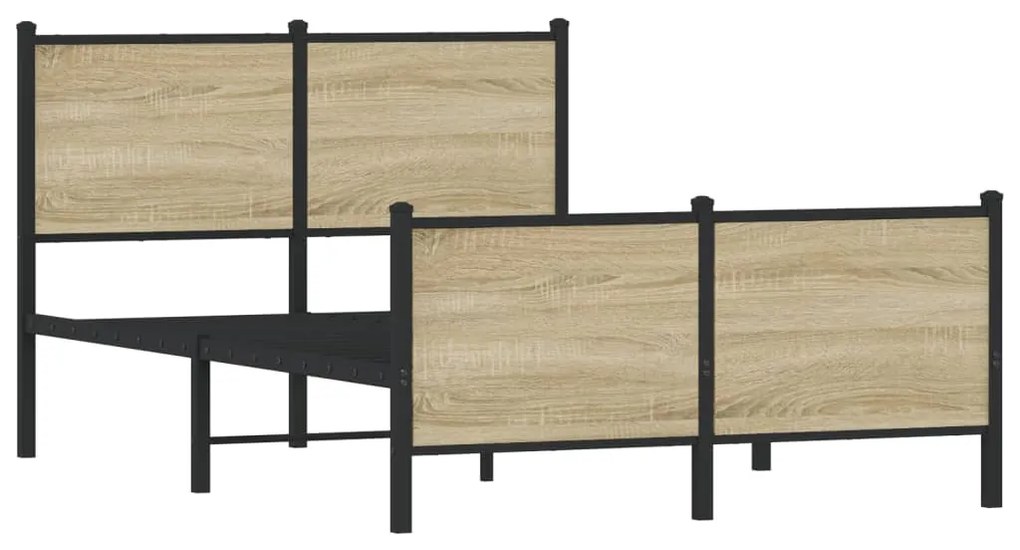 Estrutura de cama sem colchão 120x190 cm metal carvalho sonoma
