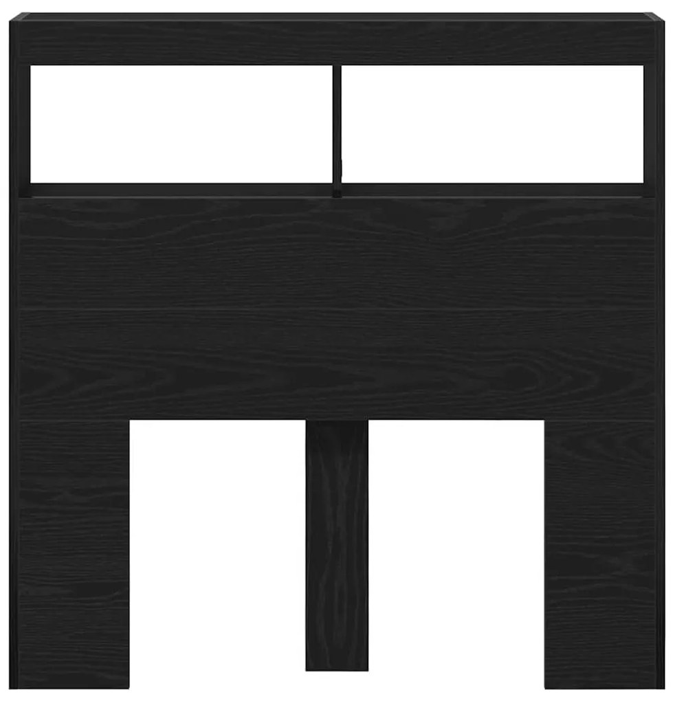 Armário cabeceira c/ luzes LED 100x17x102 cm carvalho preto