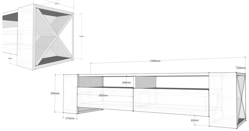 Móvel TV Sosruko – Nogueira – 155x35x35 cm