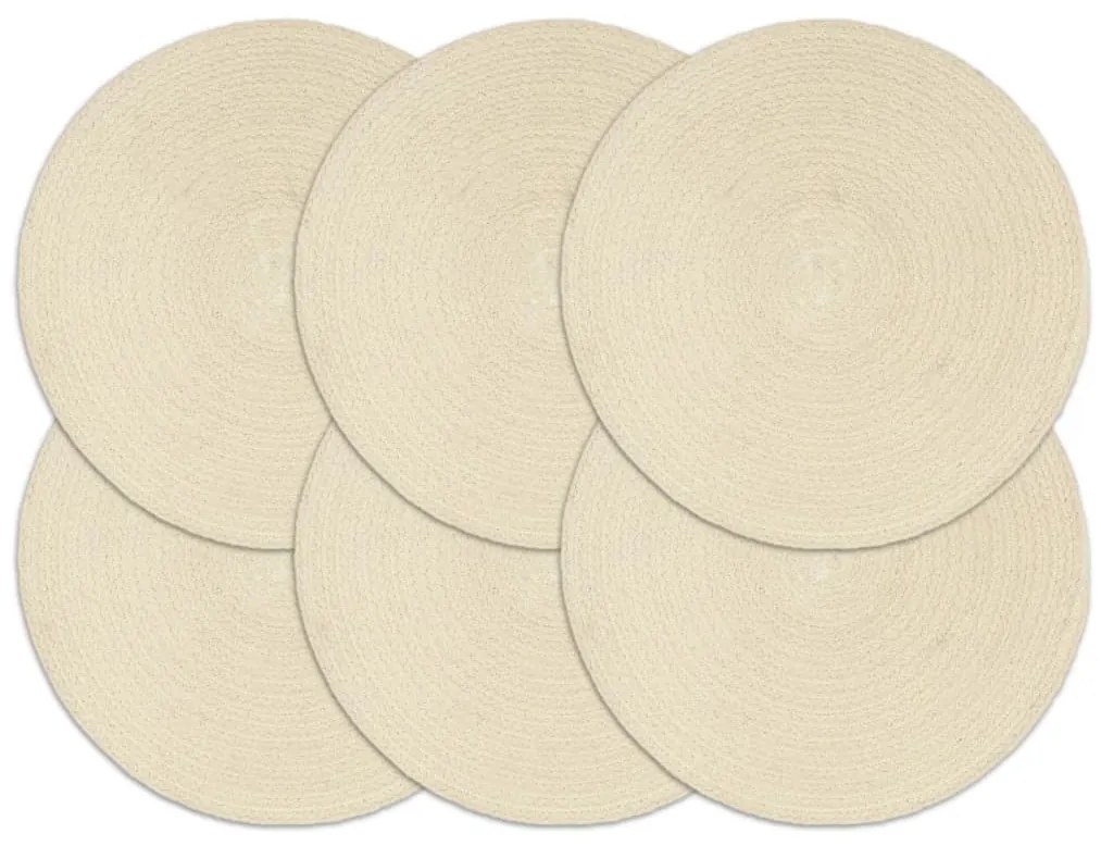 Individuais de mesa 6 pcs em algodão liso 38 cm redondo natural