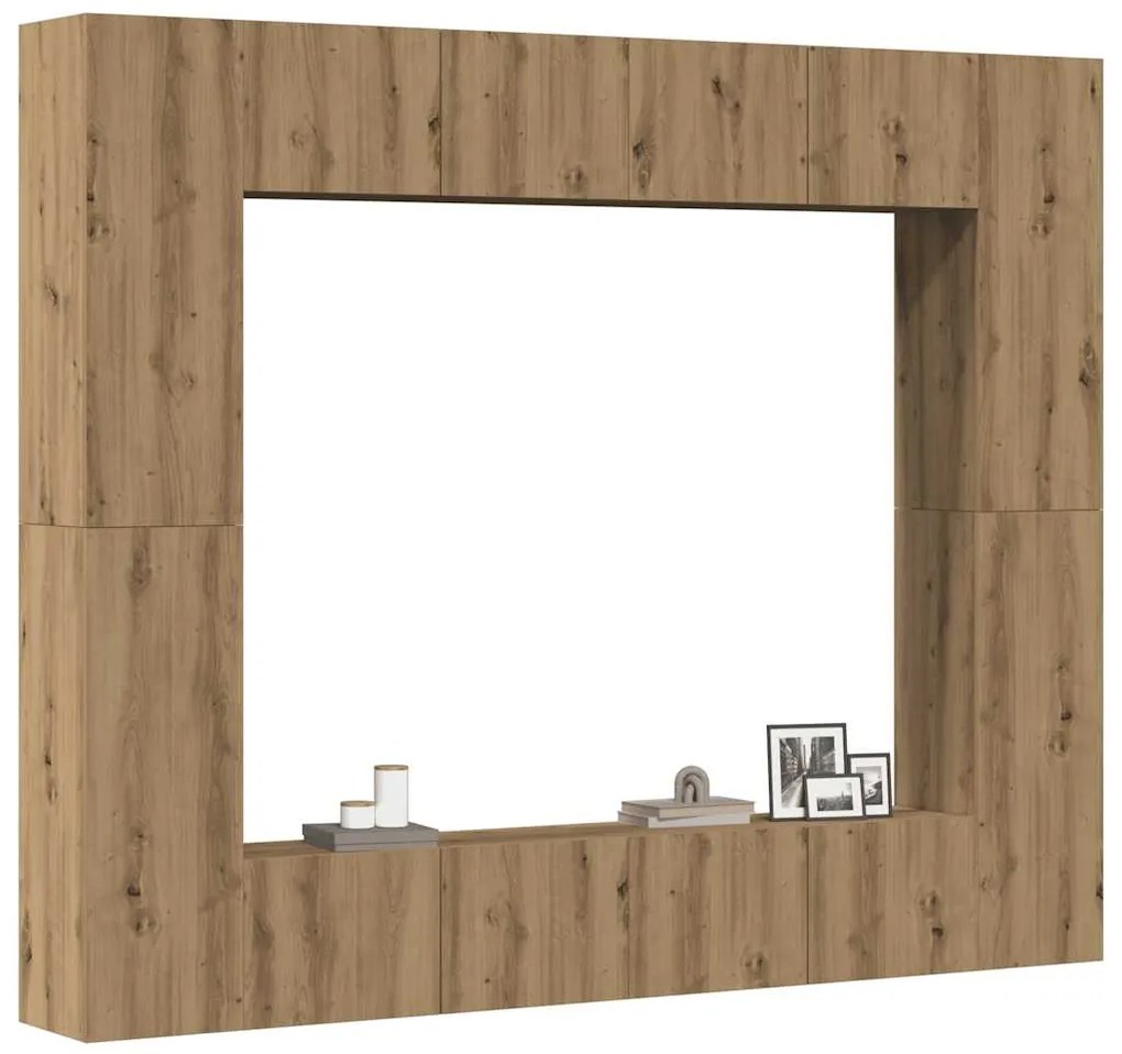 Conjunto de armário TV parede 8 pcs madeira carvalho artisiano