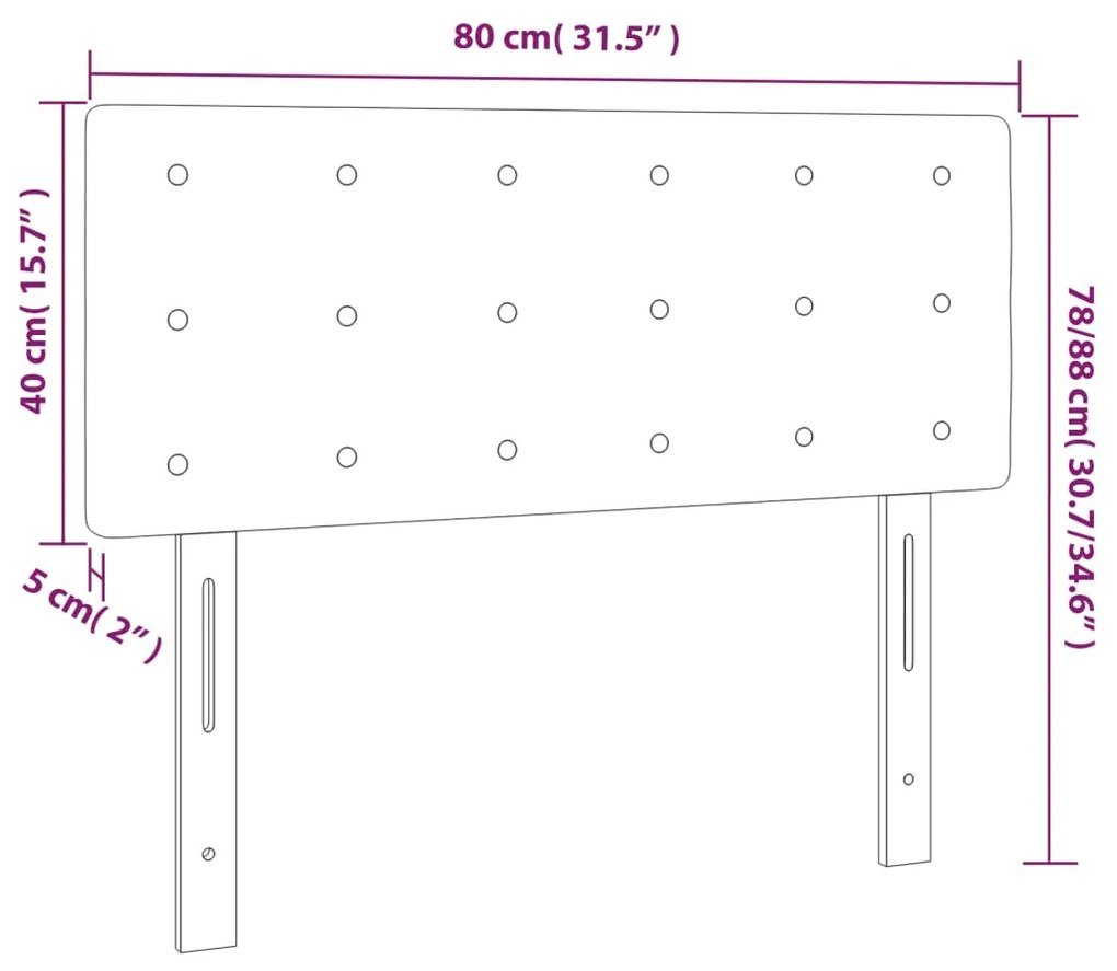 Cabeceira de cama c/ luzes LED tecido 80x5x78/88 cm preto