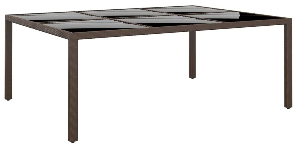 Mesa de jardim c/ tampo de vidro 200x150x75 cm vime castanho