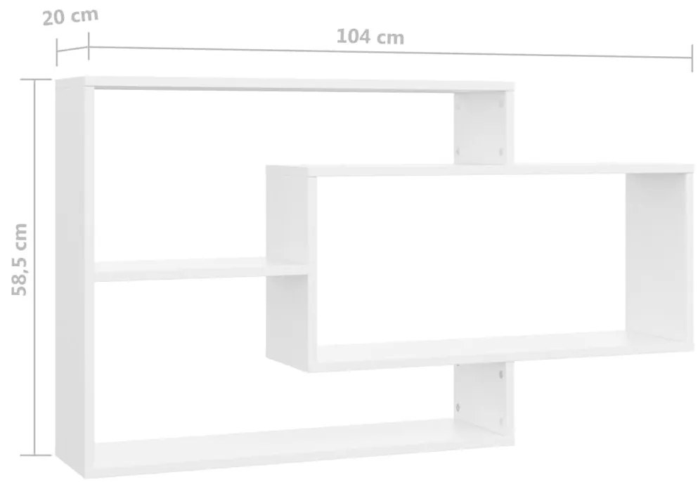 Prateleiras de parede 104x20x58,5cm derivados de madeira branco