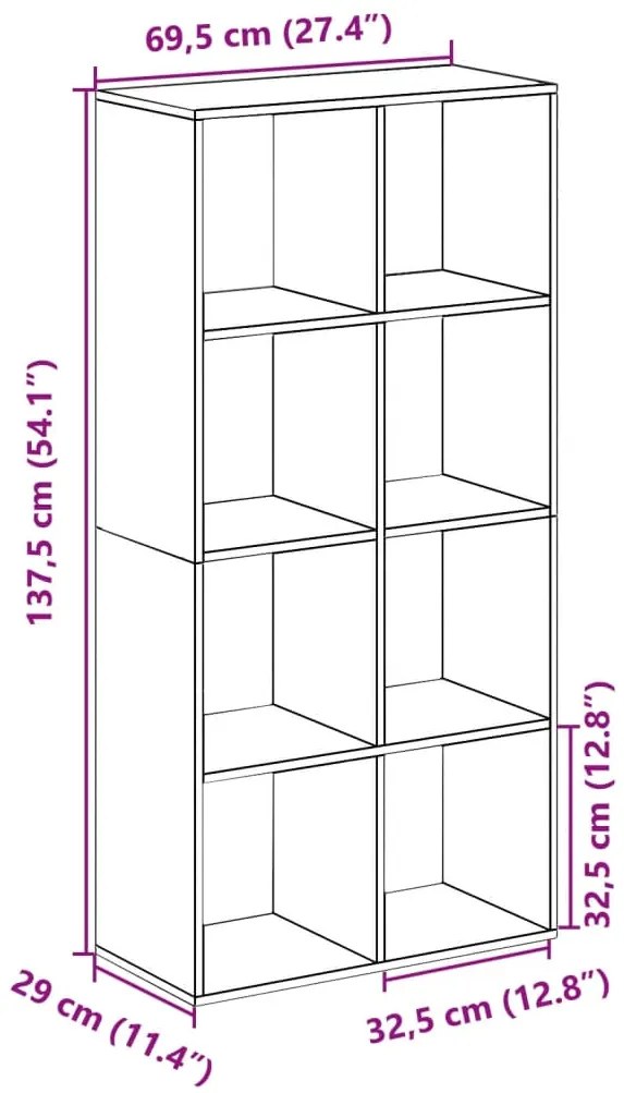 Estante divisória 69,5x29x137,5 cm deriv. madeira cinza sonoma