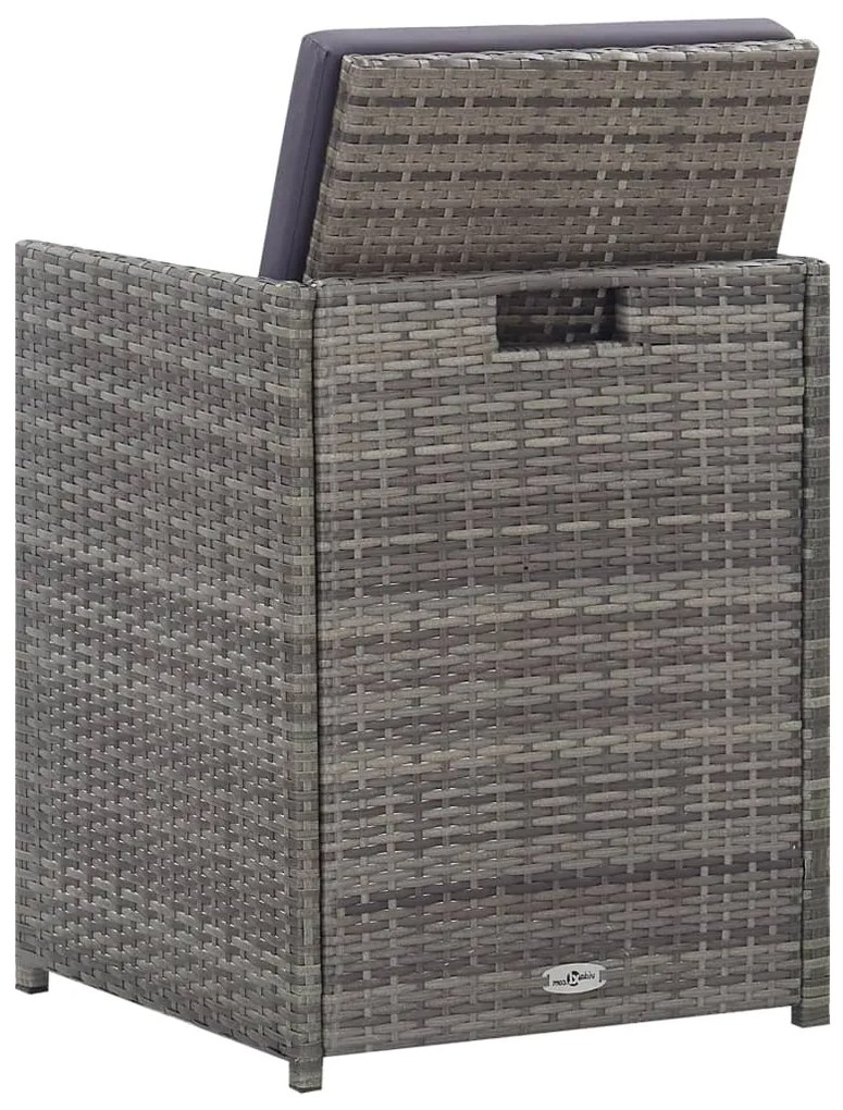 13 pcs conjunto jantar exterior vime e madeira acácia antracite