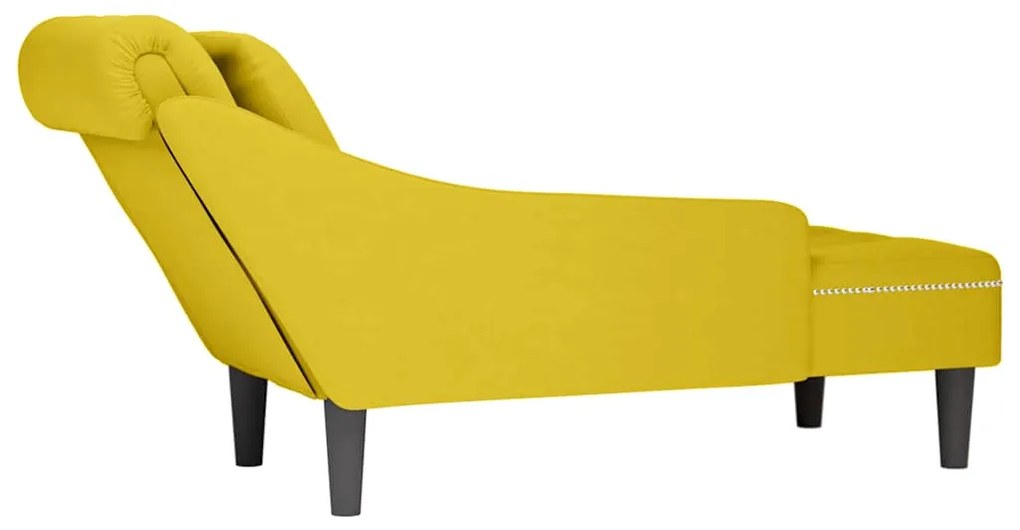Chaise lounge c/almofada/apoio de braços direito veludo amarelo