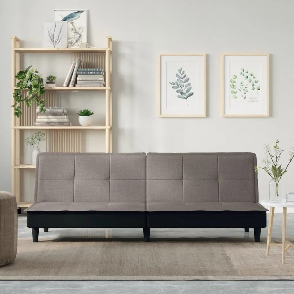 351918 vidaXL Sofá-cama tecido cinzento-acastanhado
