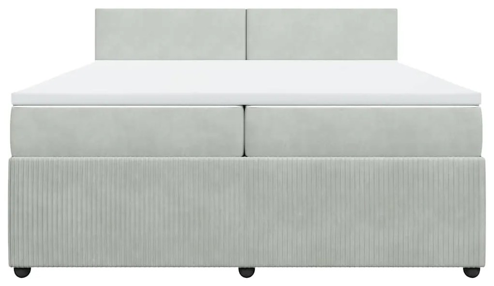 Cama com molas/colchão 200x200 cm veludo cinzento-claro