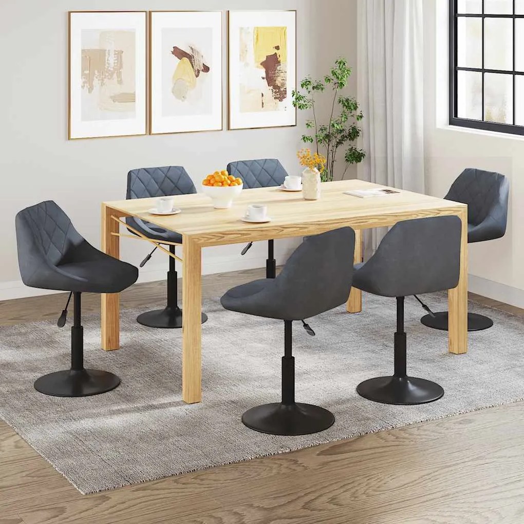 vidaXL Cadeiras de jantar giratórias 6 pcs veludo cinzento-escuro