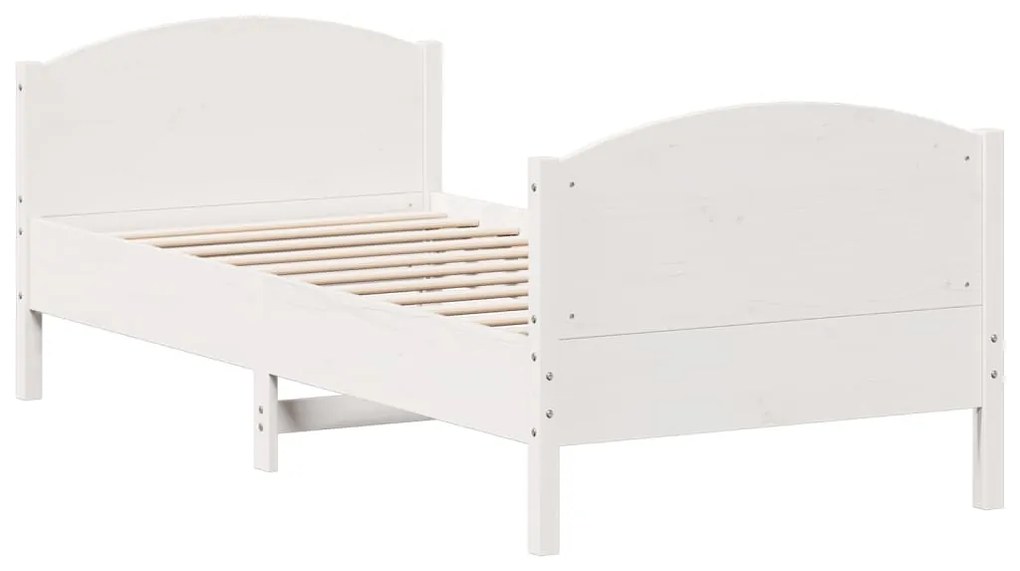 Estrutura de cama com cabeceira 90x190 cm pinho maciço branco